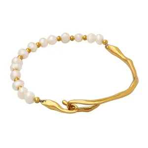 18K Gold Plated Stainless Steel Baroque Pearl Bracelet