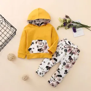 2-piece Floral Printed Hoodie & Pants for Baby Girl