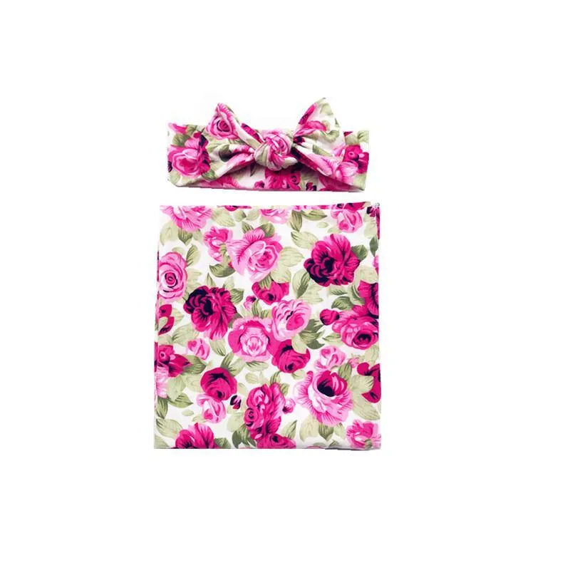 2-Piece Floral Wrapping Towel and Headband Set