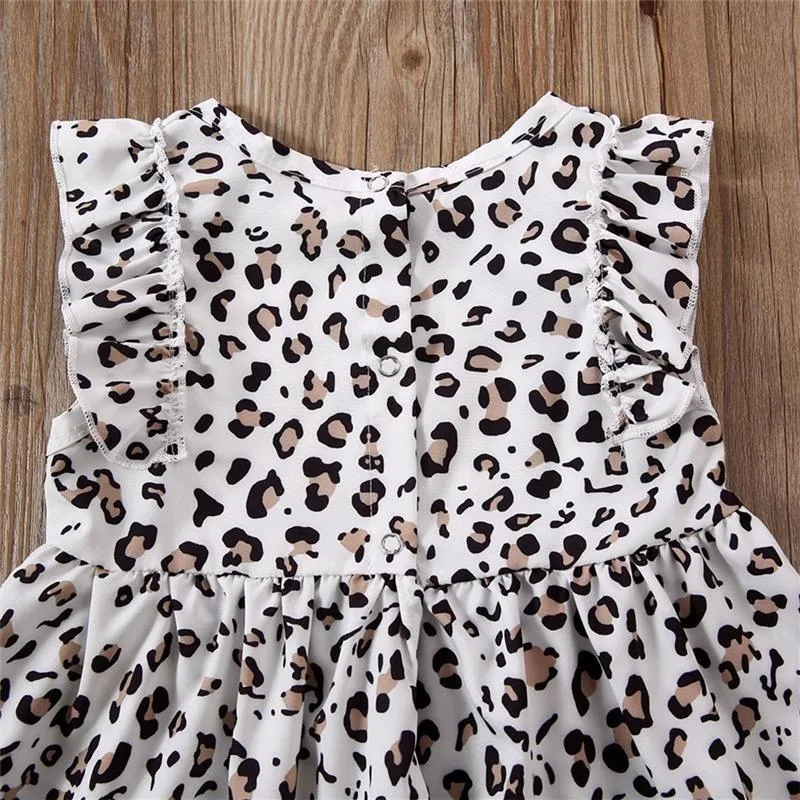 2-piece Leopard Pattern Dress & Headband for Toddler Girl Children's clothing wholesale