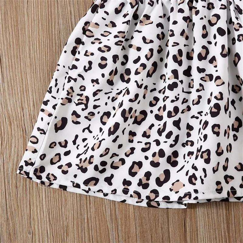 2-piece Leopard Pattern Dress & Headband for Toddler Girl Children's clothing wholesale