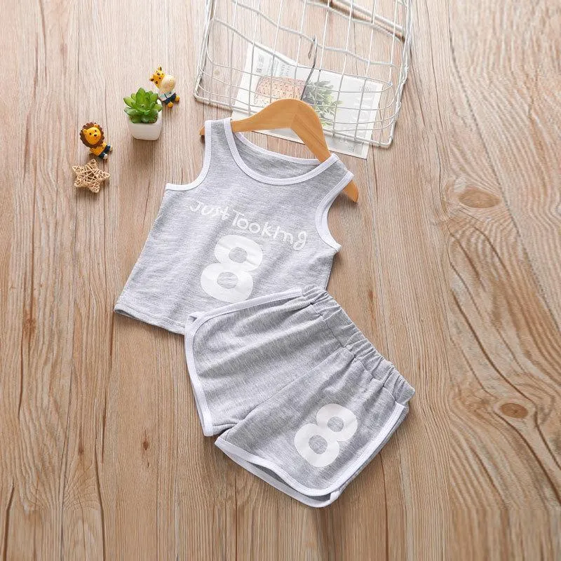 2-piece Letter Pattern Vest & Shorts for Children Boy