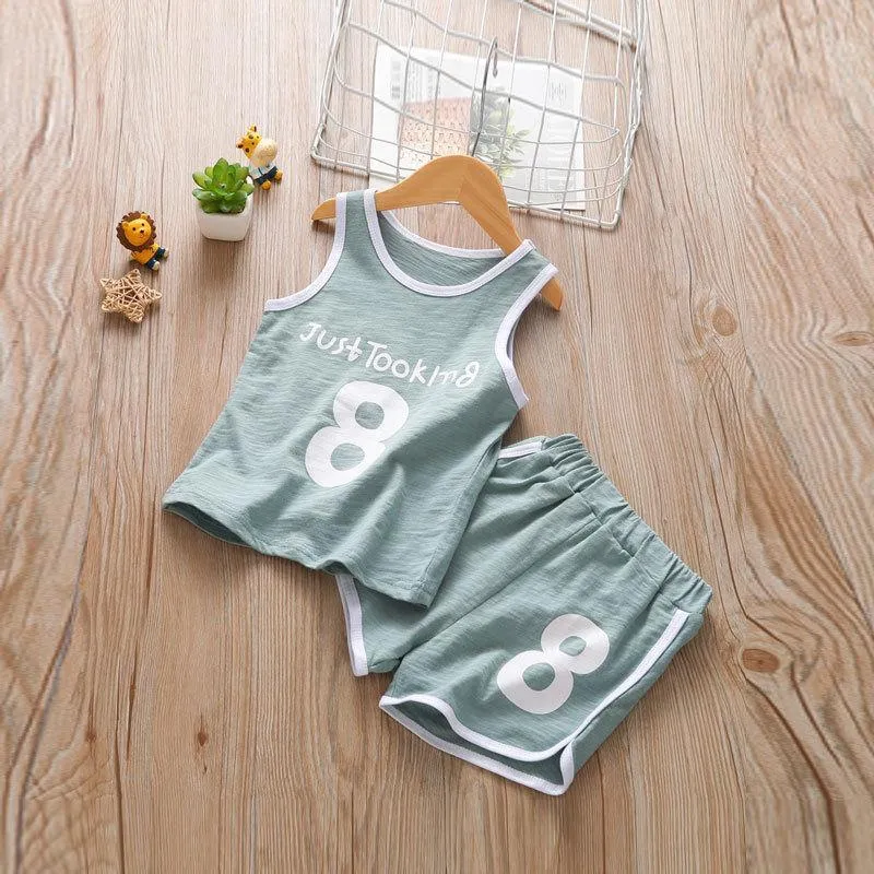 2-piece Letter Pattern Vest & Shorts for Children Boy