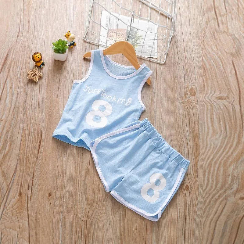 2-piece Letter Pattern Vest & Shorts for Children Boy