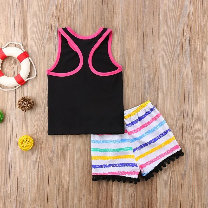 2-piece Letter Pattern Vest & Shorts for Toddler Girl