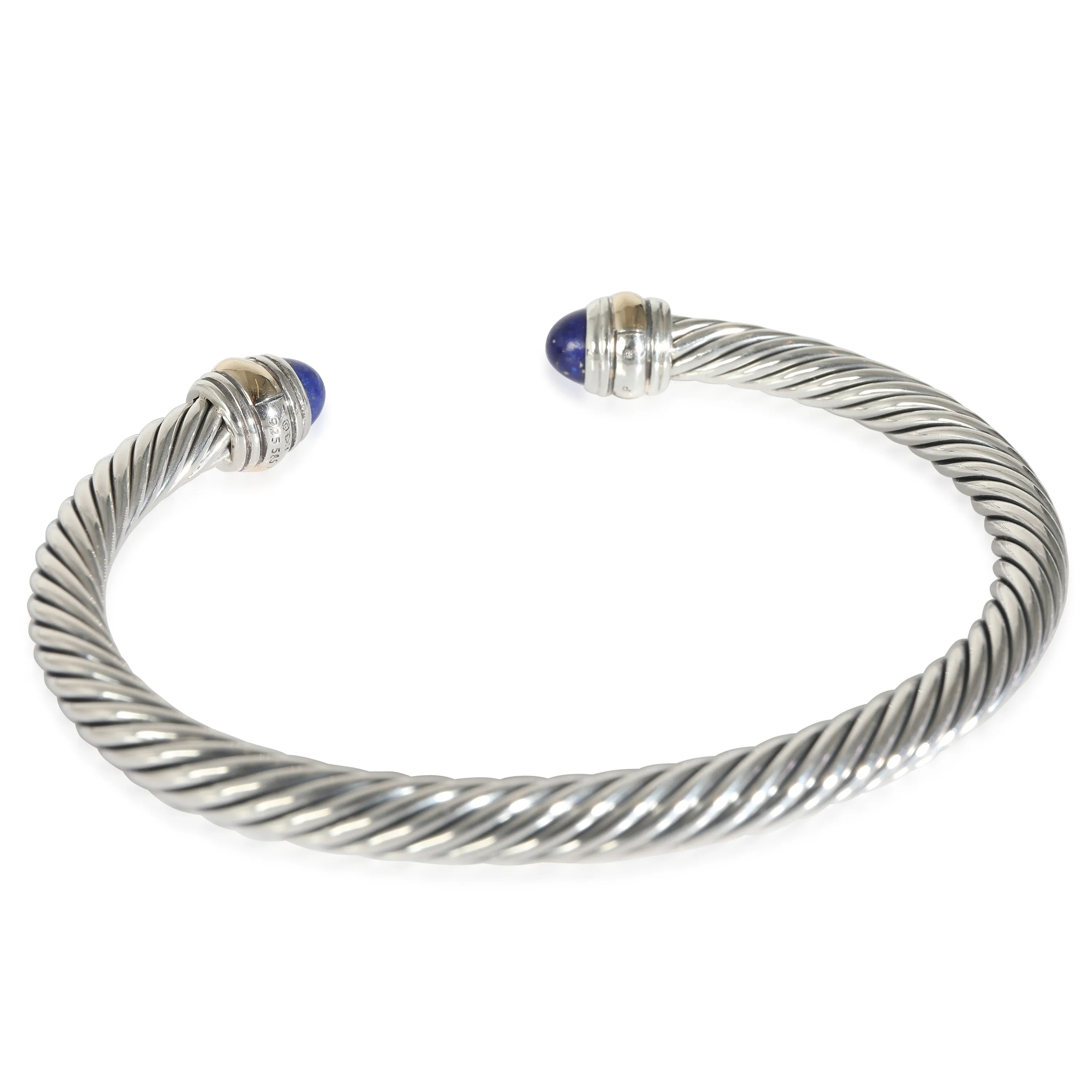 5 mm Cable Classic Lapis Cuff in 14k Yellow Gold/Sterling Silver