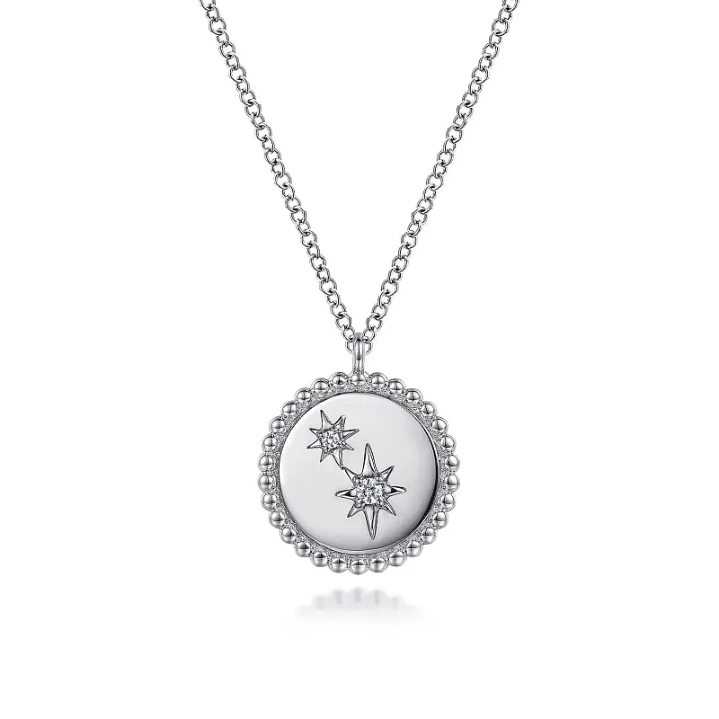 925 Sterling Silver Diamond Star Pendant Necklace