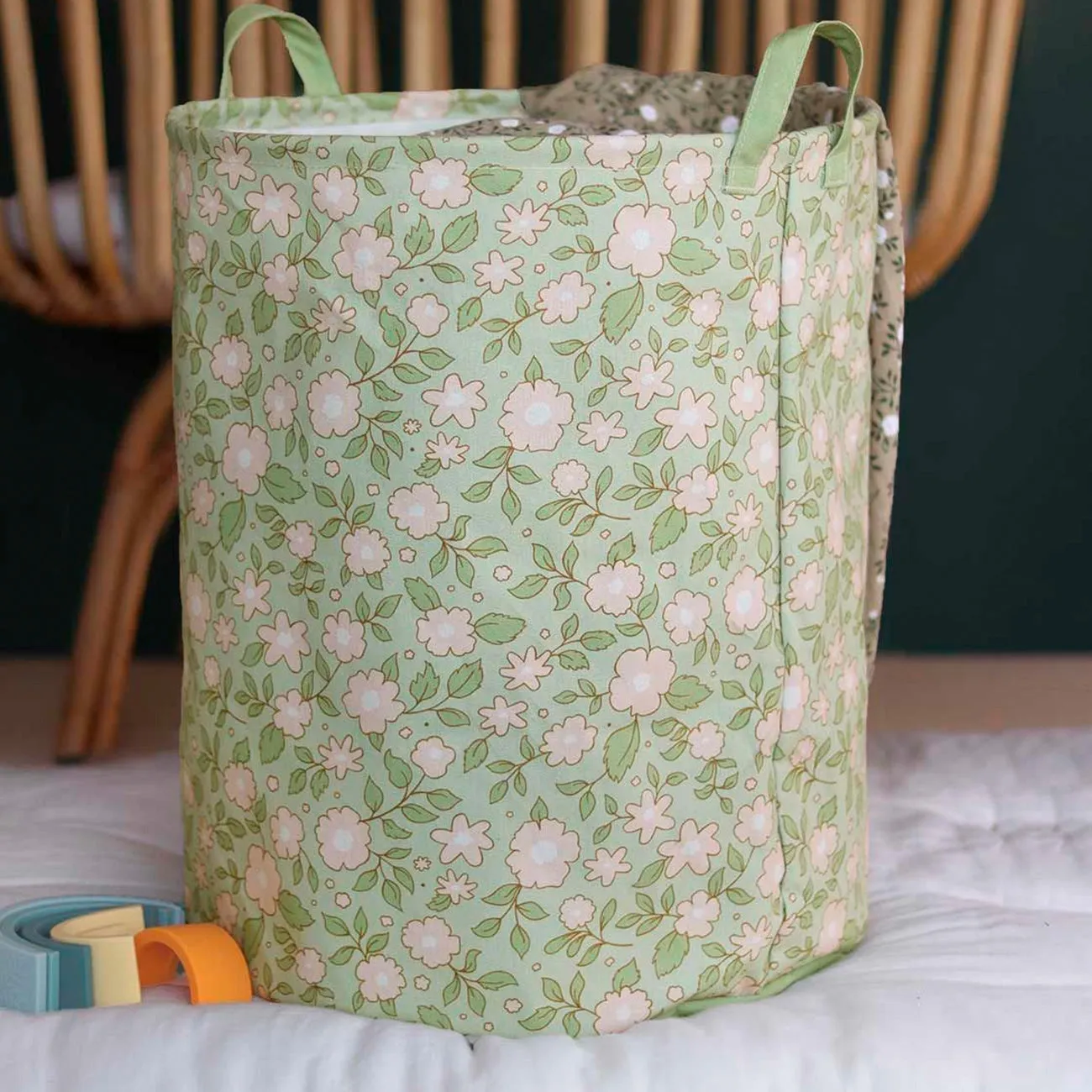 A Little Lovely Company Storage Basket Blossoms Sage