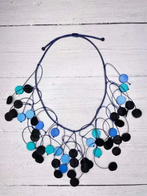 Alisha D Shade Blue Coins Dangle Statement Women's Necklace