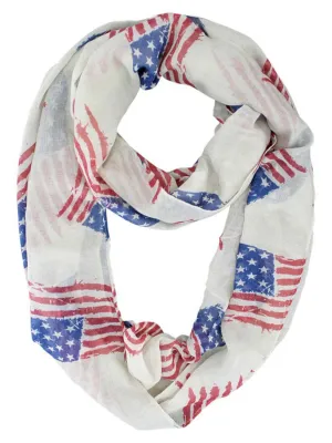 American Flag Print Use Lightweight Infinity Scarf