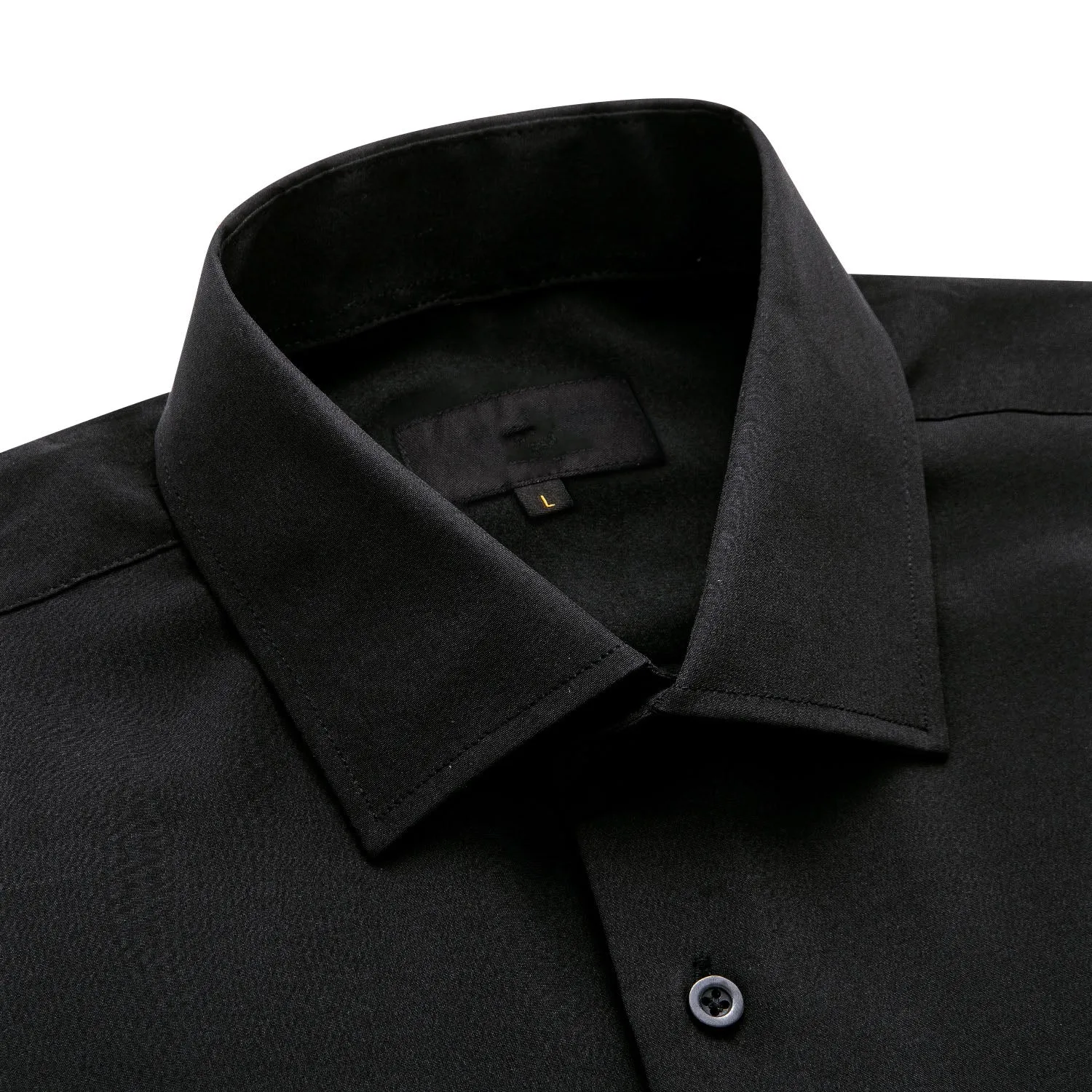 Black Solid Men's Short Sleeve Shirt