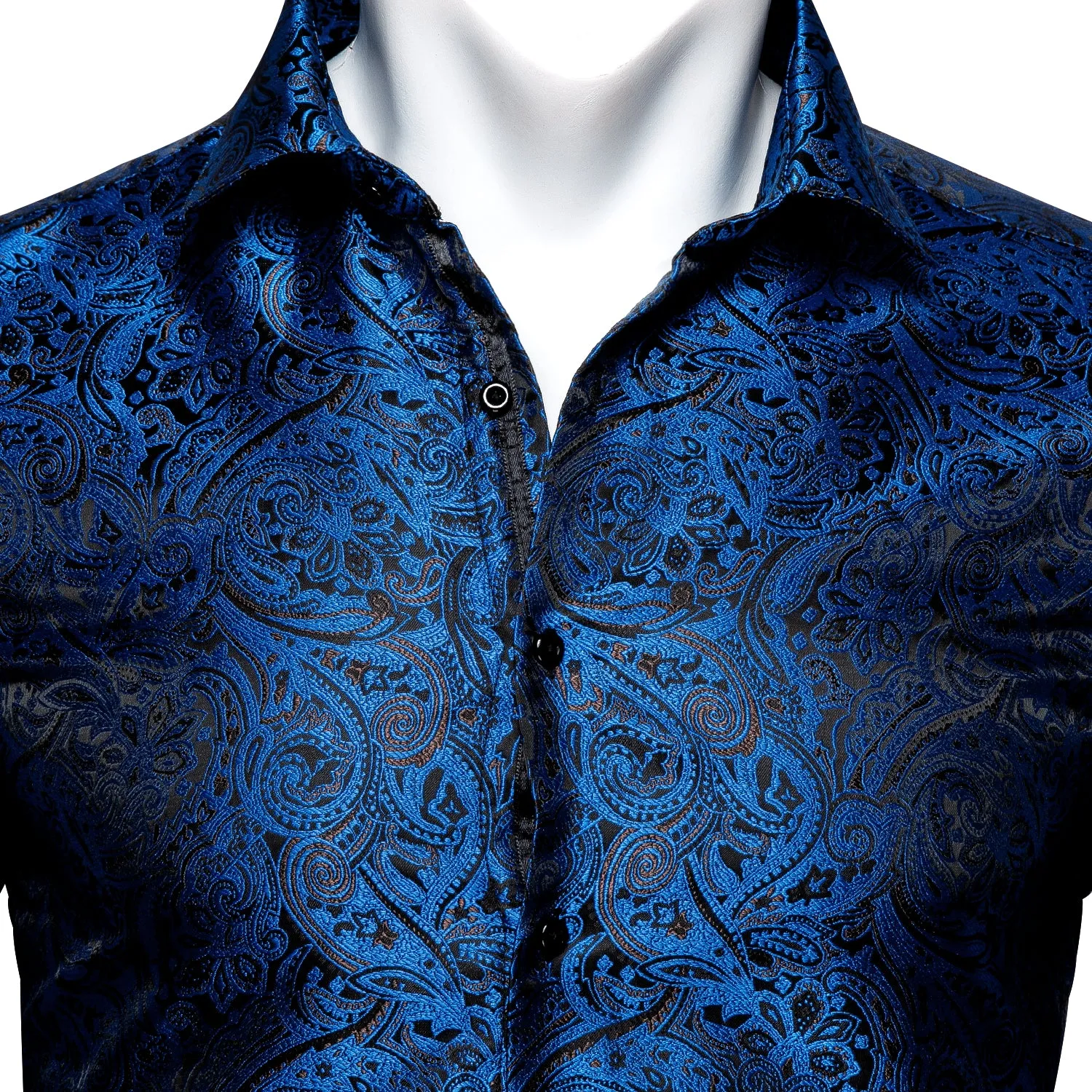 Blue Paisley Men's Long Sleeve Shirt