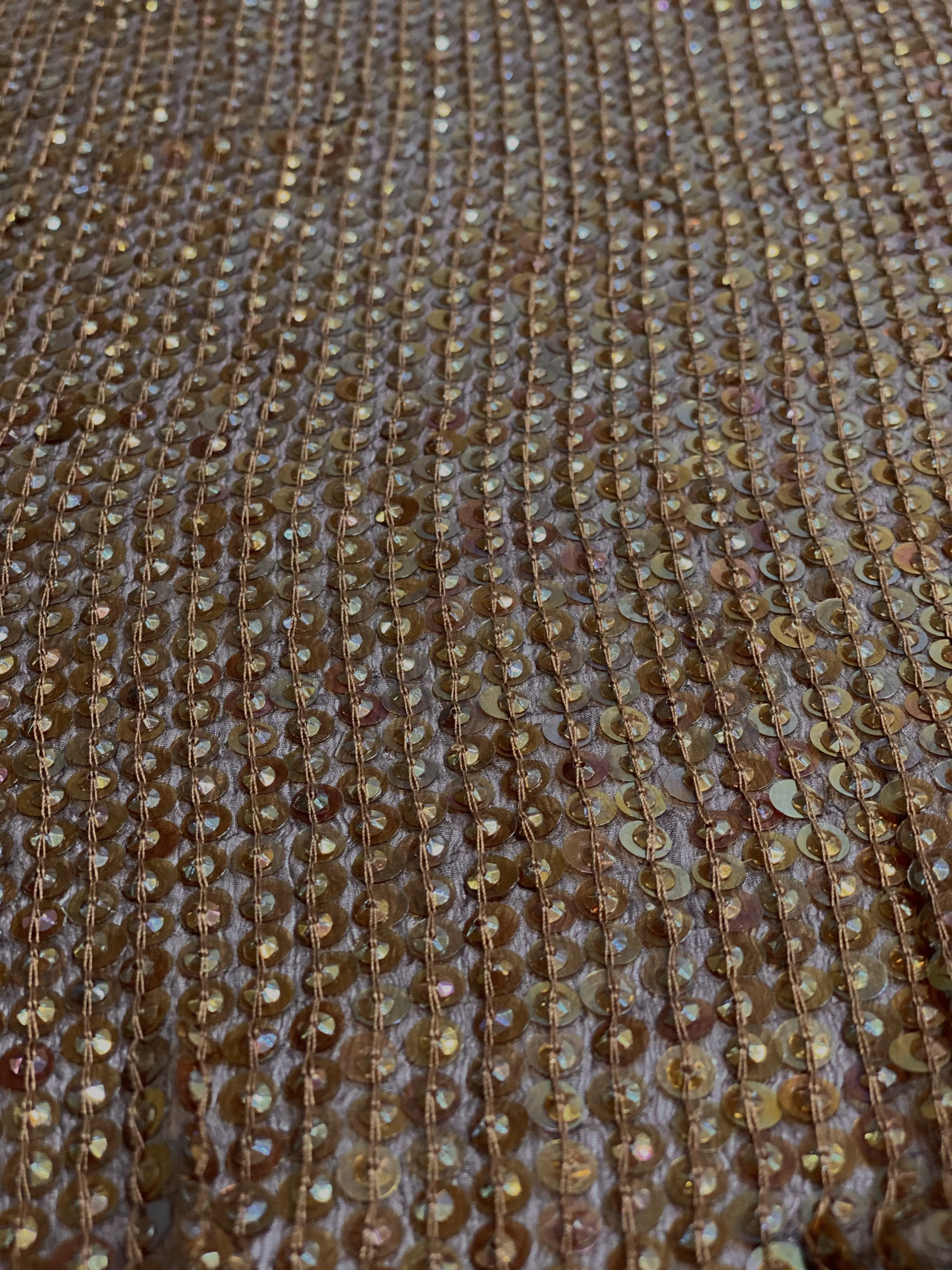 Brown Sequin & Beads On Silk Chiffon JEC-009-4 Fabric