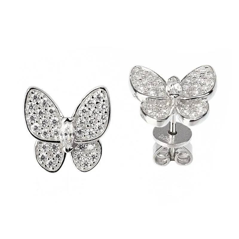 Butterfly Necklace with Cubic Zirconia Sterling Silver