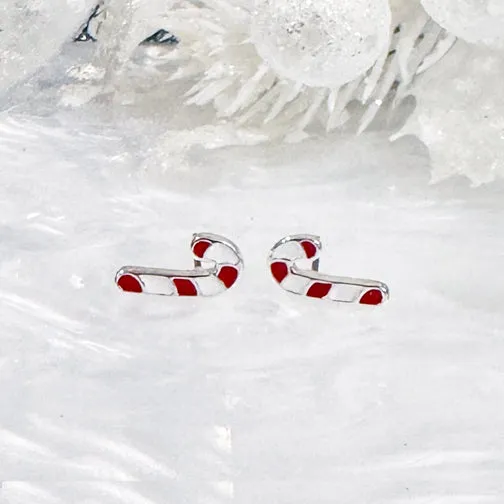 Charming Candy Cane Holiday Studs