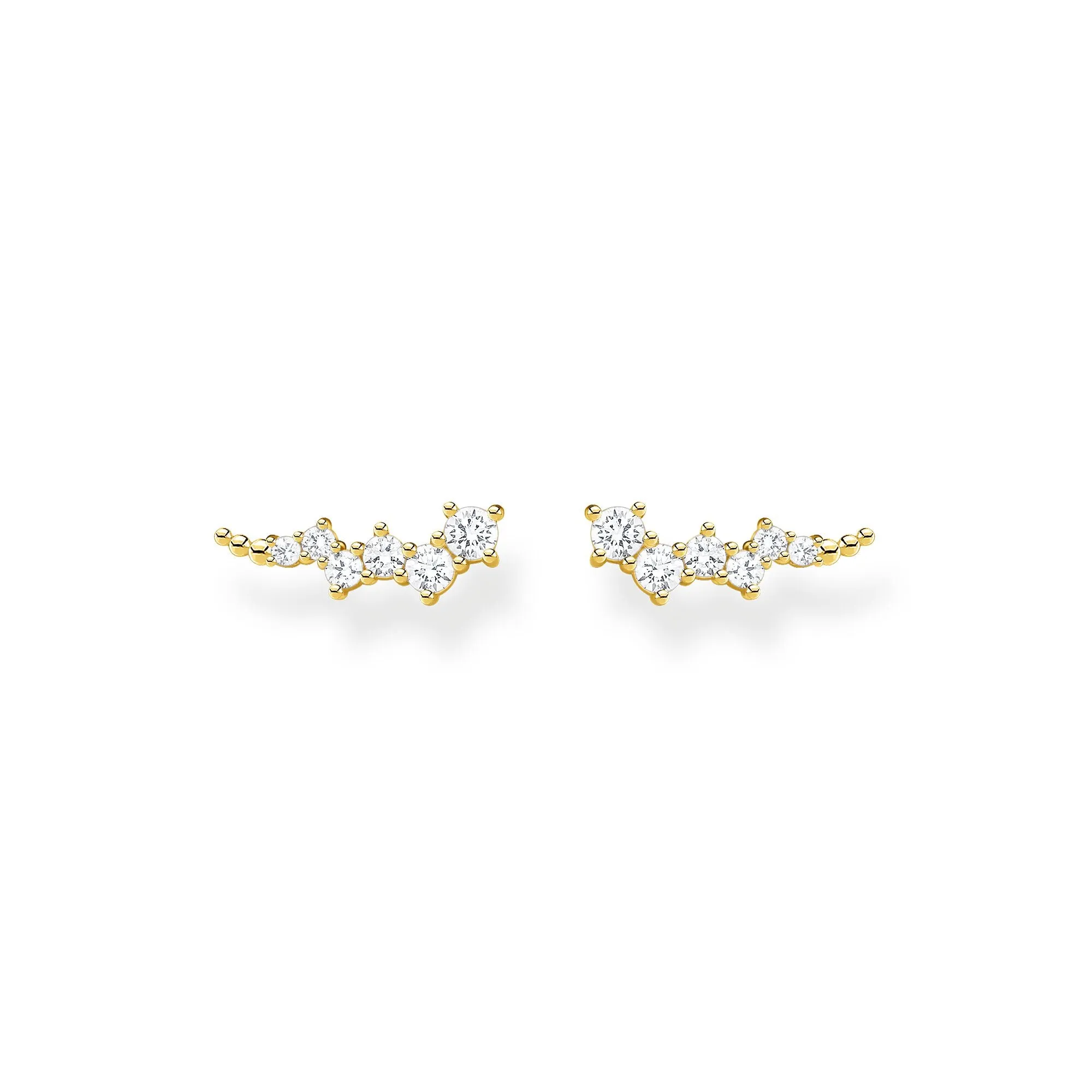 CHARMING COLLECTION YELLOW GOLD PLATED CZ STAR EAR CLIMBER EARRINGS