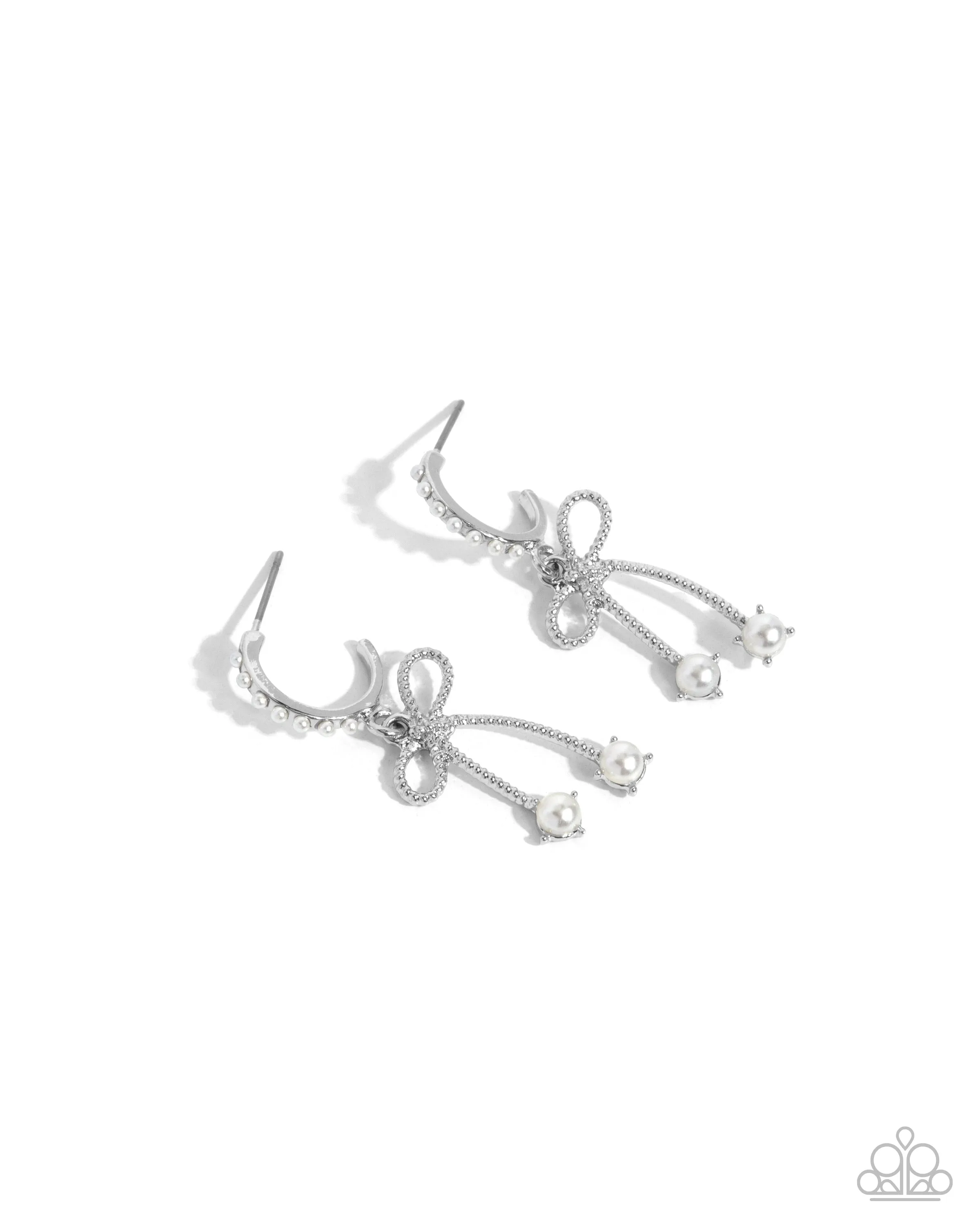 Charming Coquette - White Earrings