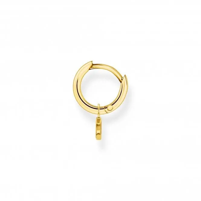 Charming Gold Plated Moon Single Hoop Earring CR708-414-14