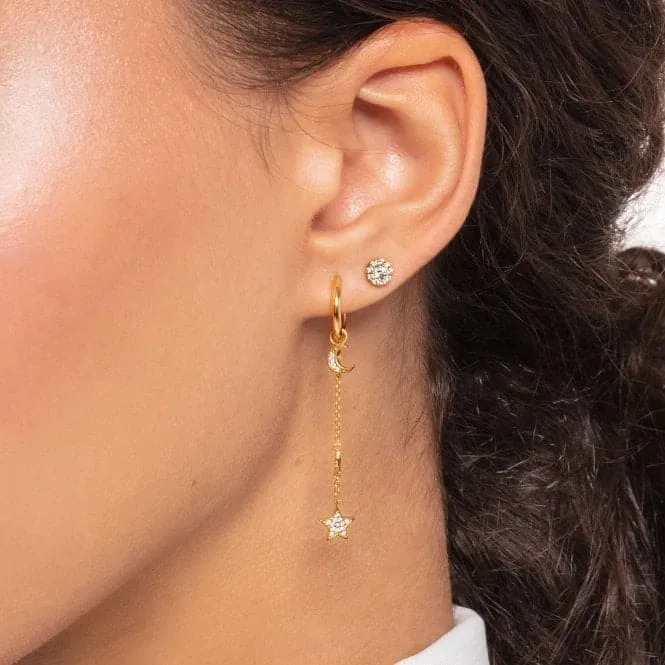 Charming Gold Plated Moon Single Hoop Earring CR708-414-14