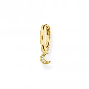 Charming Gold Plated Moon Single Hoop Earring CR708-414-14