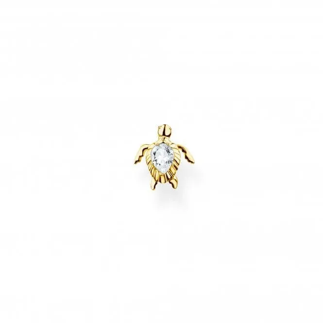 Charming Gold Plated Turtle Single Earring H2235-414-14