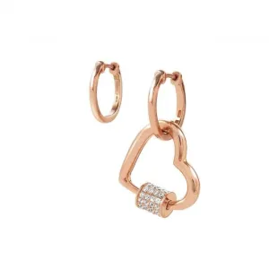 Charming Silver Cubic Zirconia Rose Gold Heart Earrings 148506/007