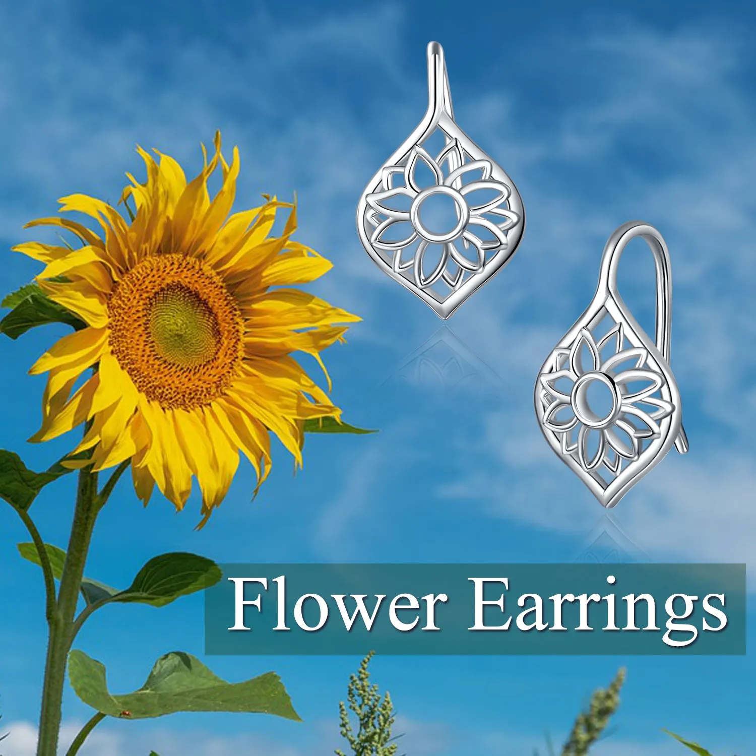 Charming Sterling Silver Flower cut Earrings for Women Teens or gifting