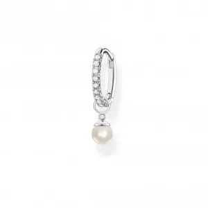 Charming Sterling Silver Pearl Single Hoop Earring CR702-167-14