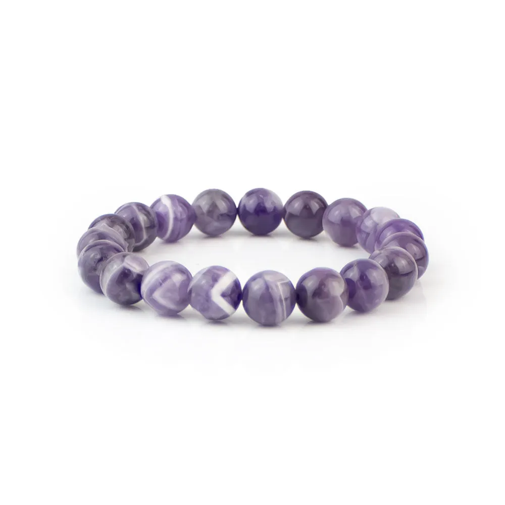 Chevron Amethyst Beaded Bracelet