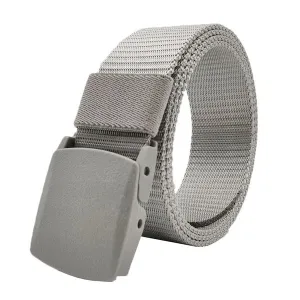 Classy Men Grey Web Belt With Plastic Buckle