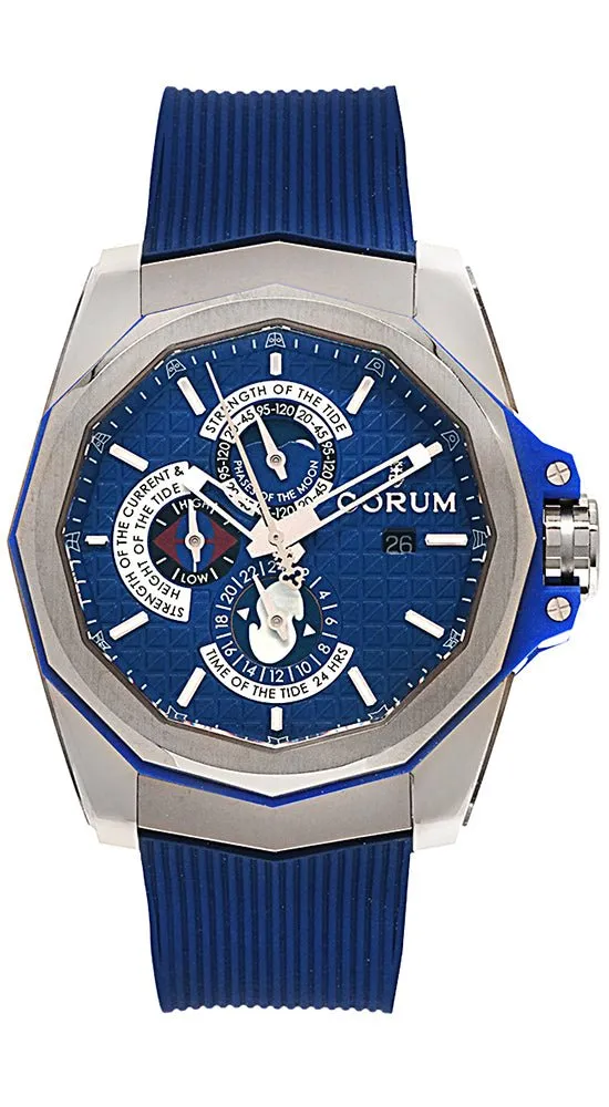 Corum Admiral's Cup AC-One 45 Tides Automatic Moonphase Titanium Blue Rubber Mens Watch Date 277.101.04/F373 AB12