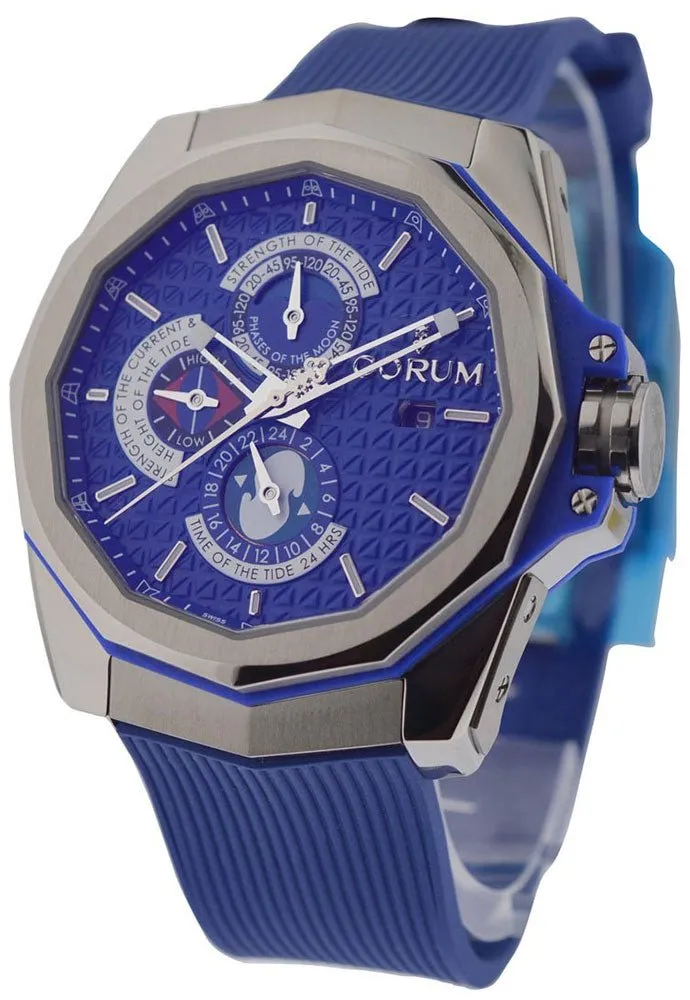 Corum Admiral's Cup AC-One 45 Tides Automatic Moonphase Titanium Blue Rubber Mens Watch Date 277.101.04/F373 AB12