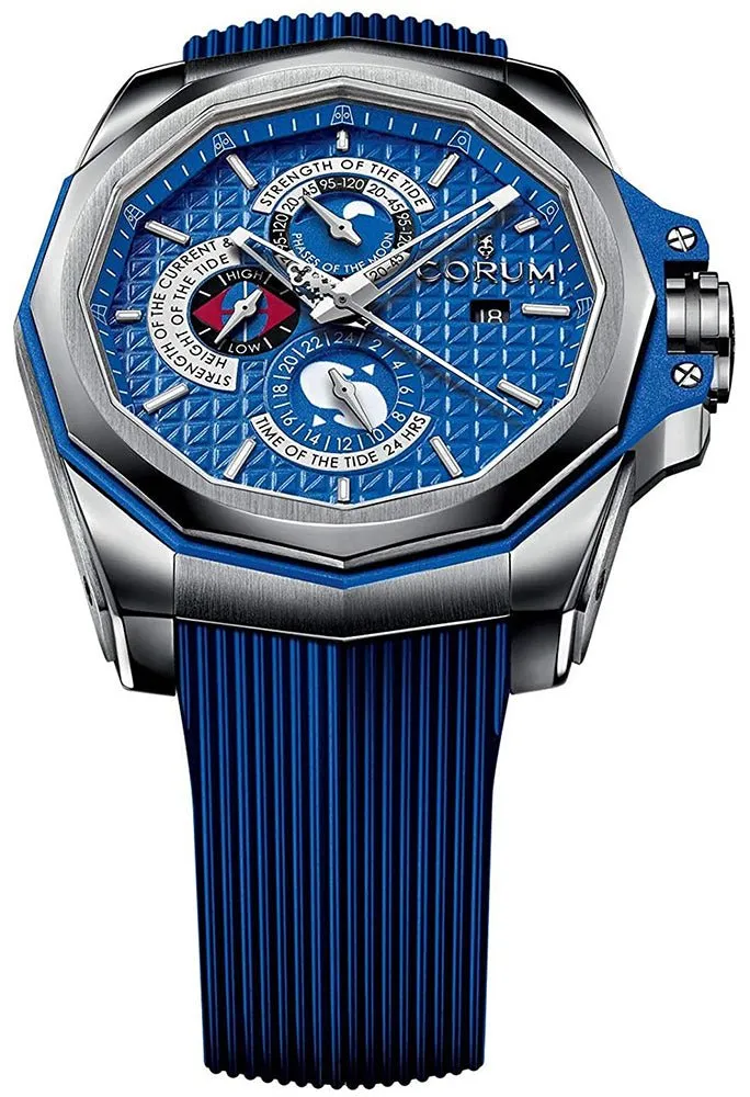 Corum Admiral's Cup AC-One 45 Tides Automatic Moonphase Titanium Blue Rubber Mens Watch Date 277.101.04/F373 AB12