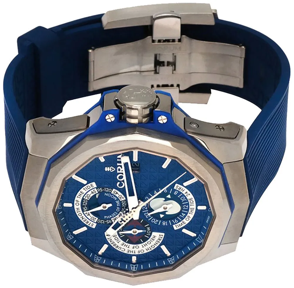 Corum Admiral's Cup AC-One 45 Tides Automatic Moonphase Titanium Blue Rubber Mens Watch Date 277.101.04/F373 AB12