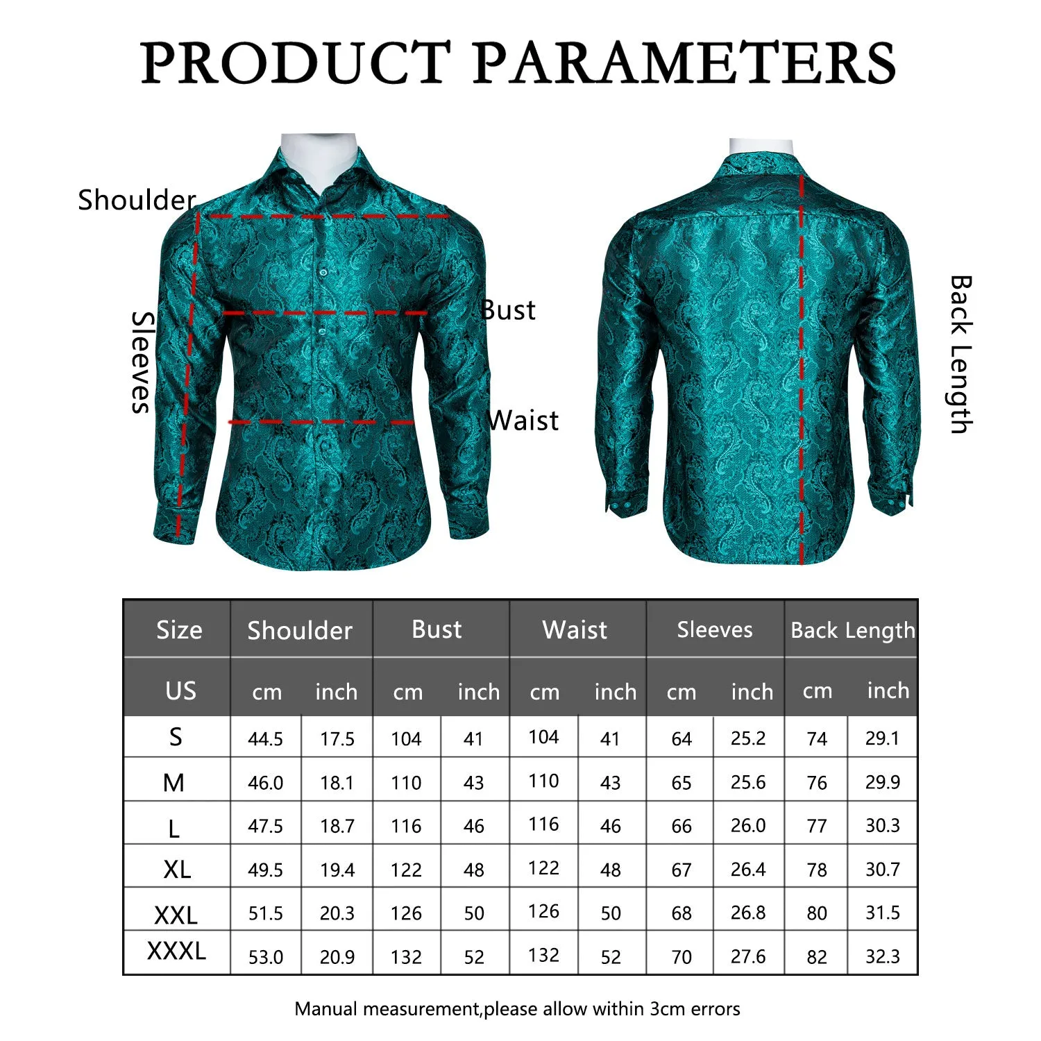 Dark Cyan Floral Silk Men's Long Sleeve Shirt