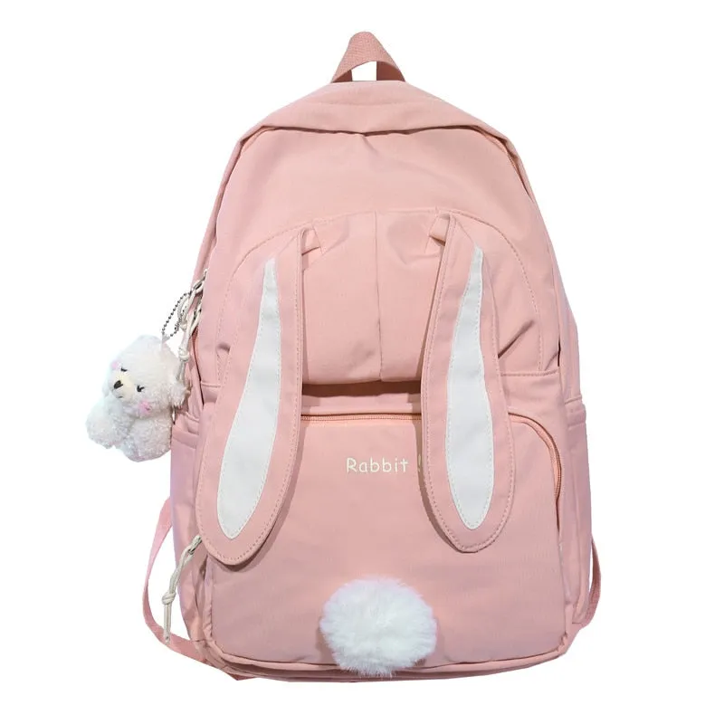 deanwangkt  Cute Rabbit Young Girl School Backpack Female Large Capacity Kawaii Back Pack Mochila Pink Women Bagpack Nylon Cartoon Schoolbag