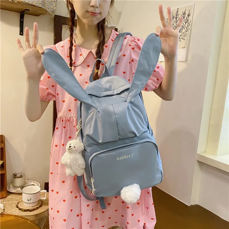 deanwangkt  Cute Rabbit Young Girl School Backpack Female Large Capacity Kawaii Back Pack Mochila Pink Women Bagpack Nylon Cartoon Schoolbag