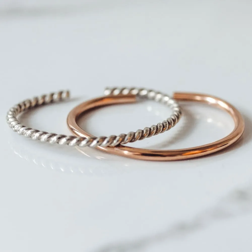 Distinctive - Rose Gold & Twisted Silver Baby Bangle Stack