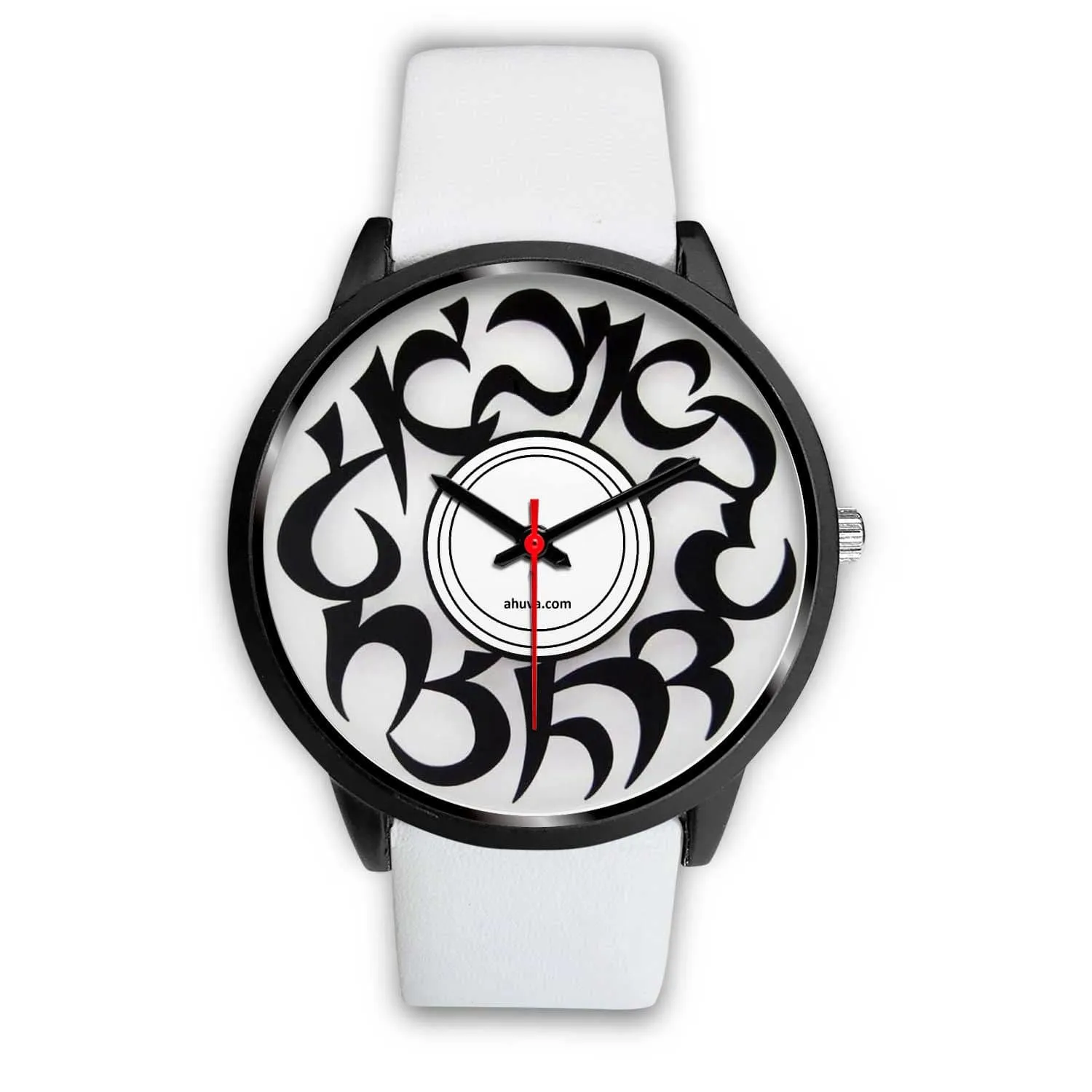 Elegant Hebrew Letters Watch Black