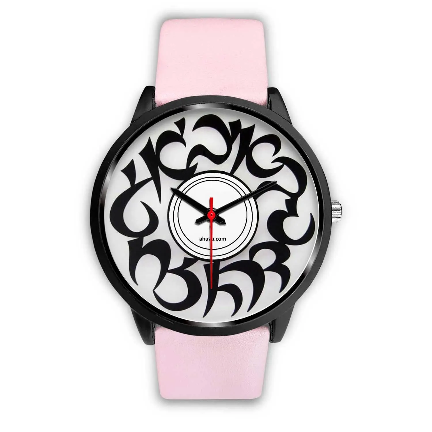 Elegant Hebrew Letters Watch Black