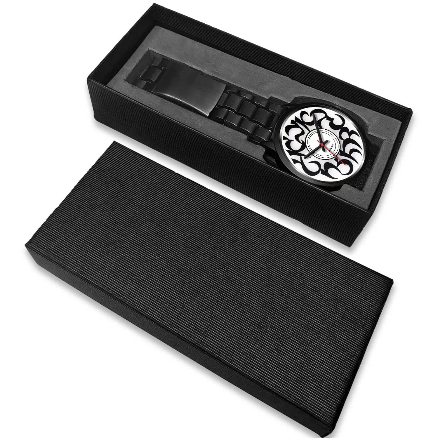 Elegant Hebrew Letters Watch Black