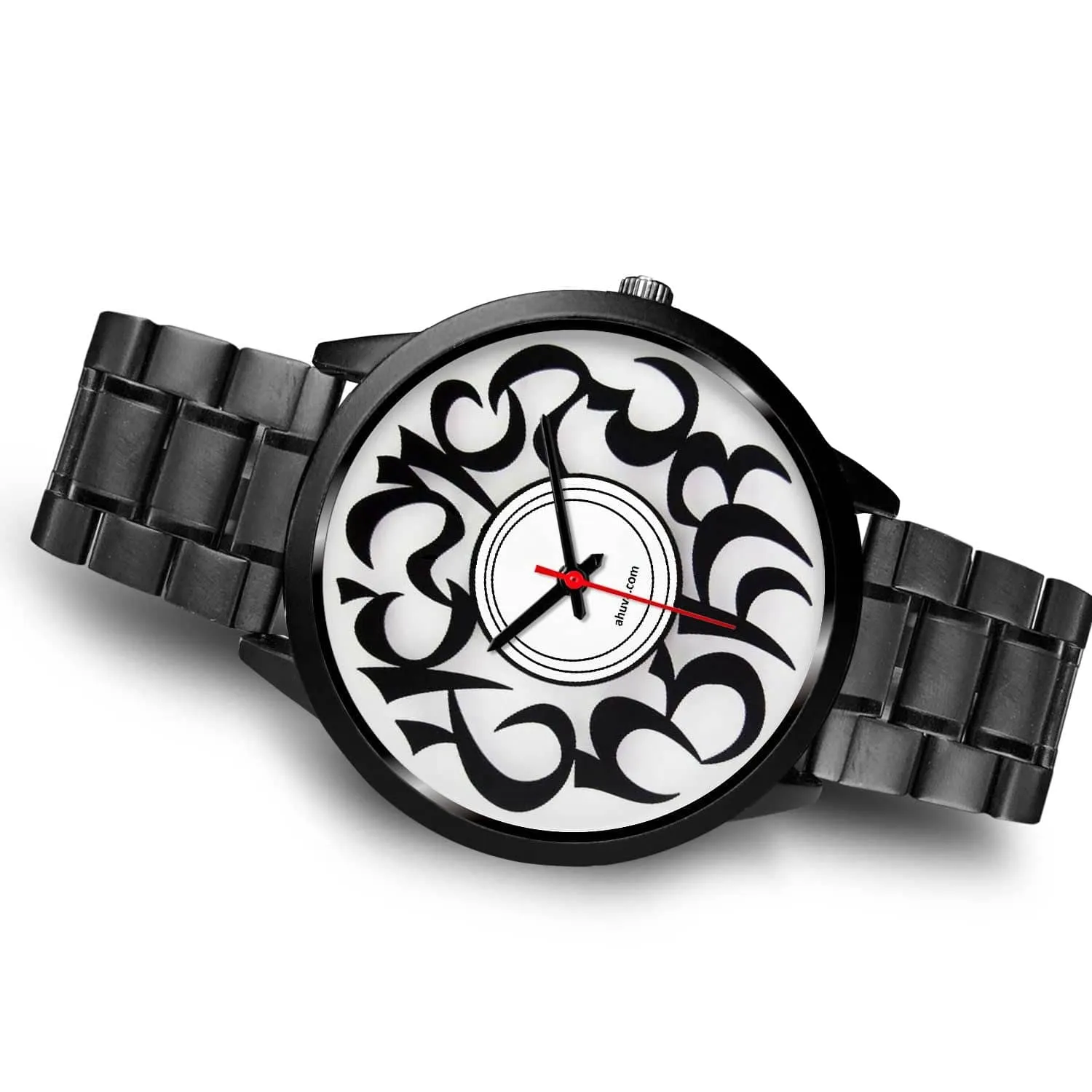 Elegant Hebrew Letters Watch Black