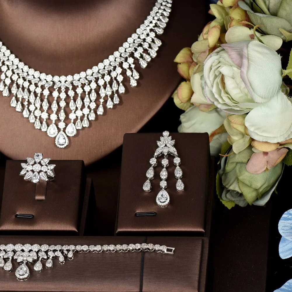 Elegant  Water Drop Bridal Necklace Set