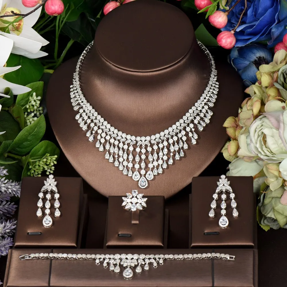 Elegant  Water Drop Bridal Necklace Set