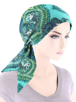 Fashion Scarf Green Paisley