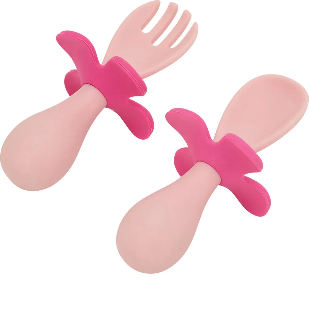 Flower Fork & Spoon Set - Pink