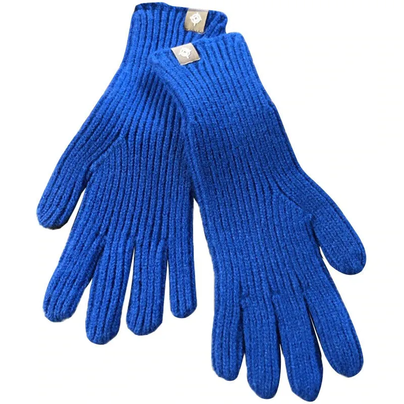 Fluffy and Warm Solid-Colored Knitted Winter Gloves