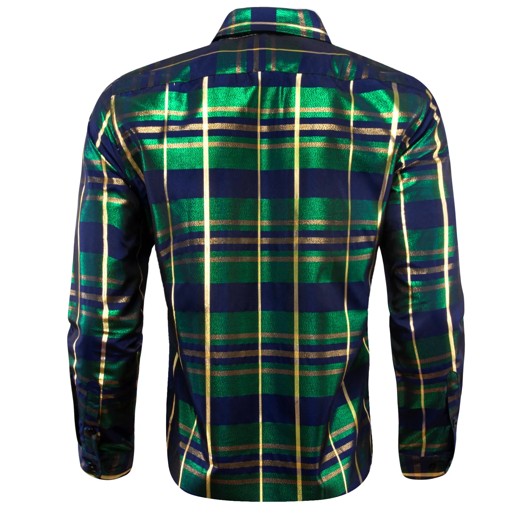 Green England Plaid Men's Long Sleeve Shirt