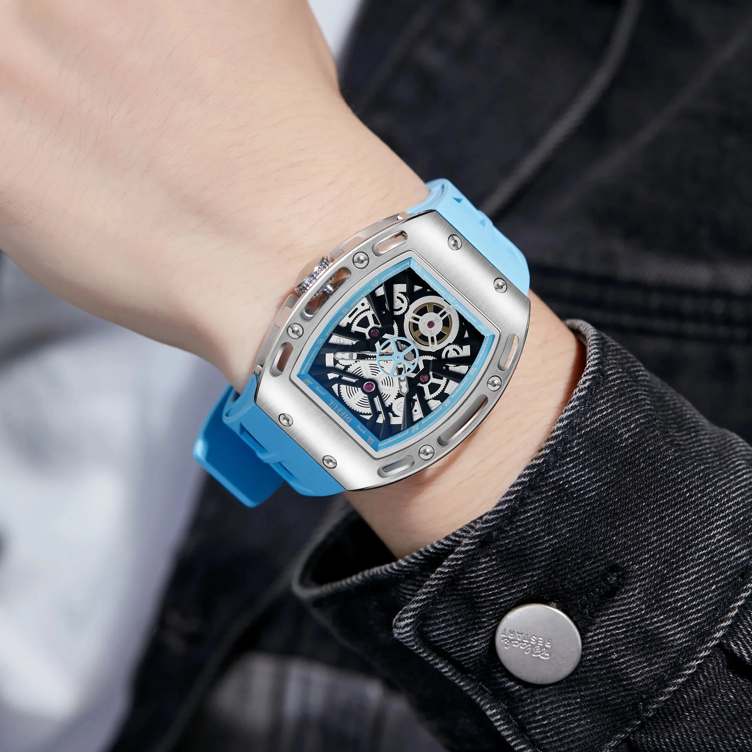 JC - DIFFUL Luxury Skeleton Quartz Watch | Richard Style Waterproof Watch for Men with Bracelet Accessories