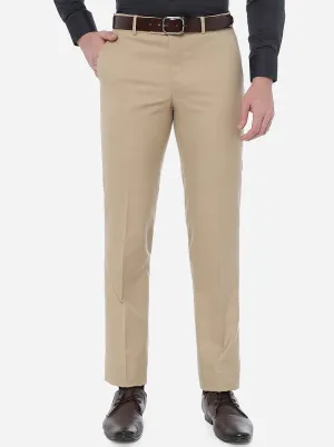 Khakhi Solid Slim Fit Formal Trouser | Greenfibre